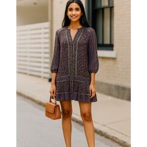 Veronica Beard Purple Floral Mini Dress
